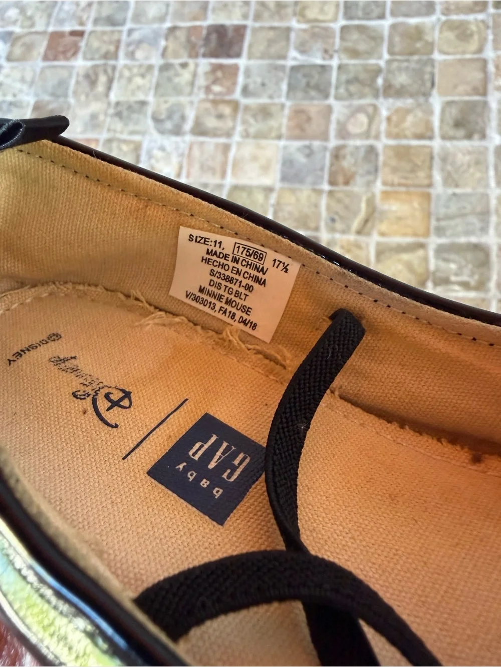GAP Kids Black Patent Flats with Red Bow